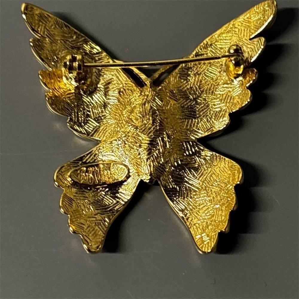 Bob Mackie Signed Butterfly Brooch Enamel‎ Rhinestone Vintage Multicolor - Picture 5 of 6